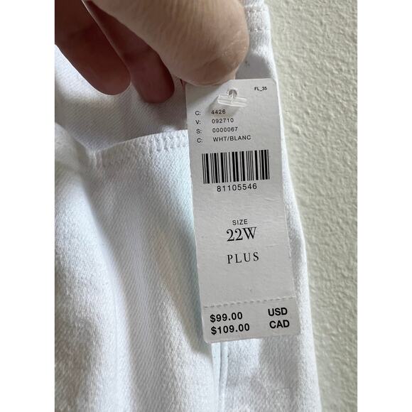 Good American Plus White High Rise Ankle High Raw Hem Straight Leg Jeans 22W - Picture 7 of 14